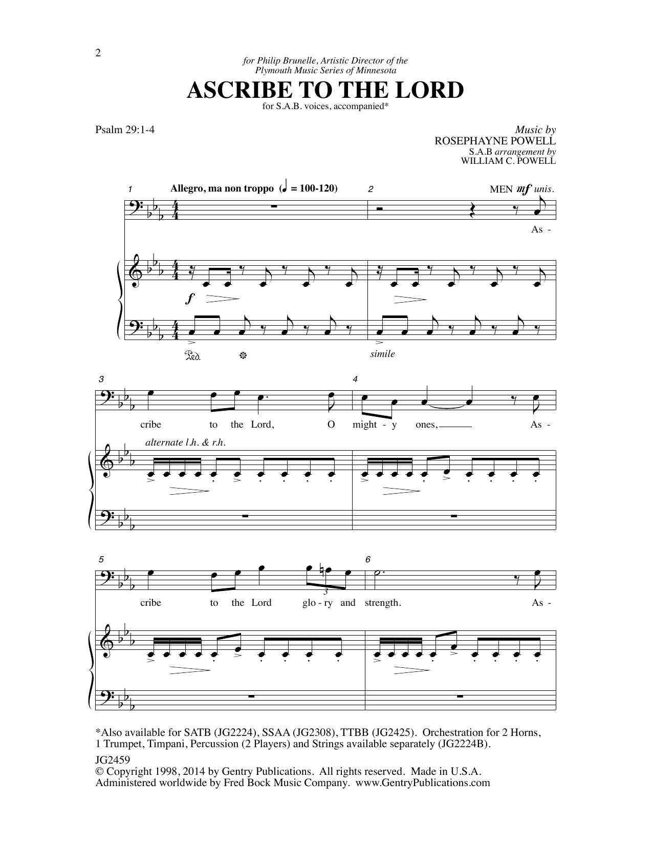 Learn to play William C. Powell Ascribe to the Lord sheet music for SAB Choir in minutes. Price: 3.9900$ William C. Powell Ascribe to the Lord sheet music notes and chords arranged for SAB Choir