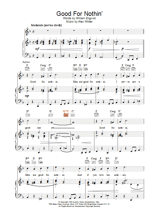 William; Wilder, Alec Engvick Good For Nothin' sheet music notes and chords. Download Printable PDF.