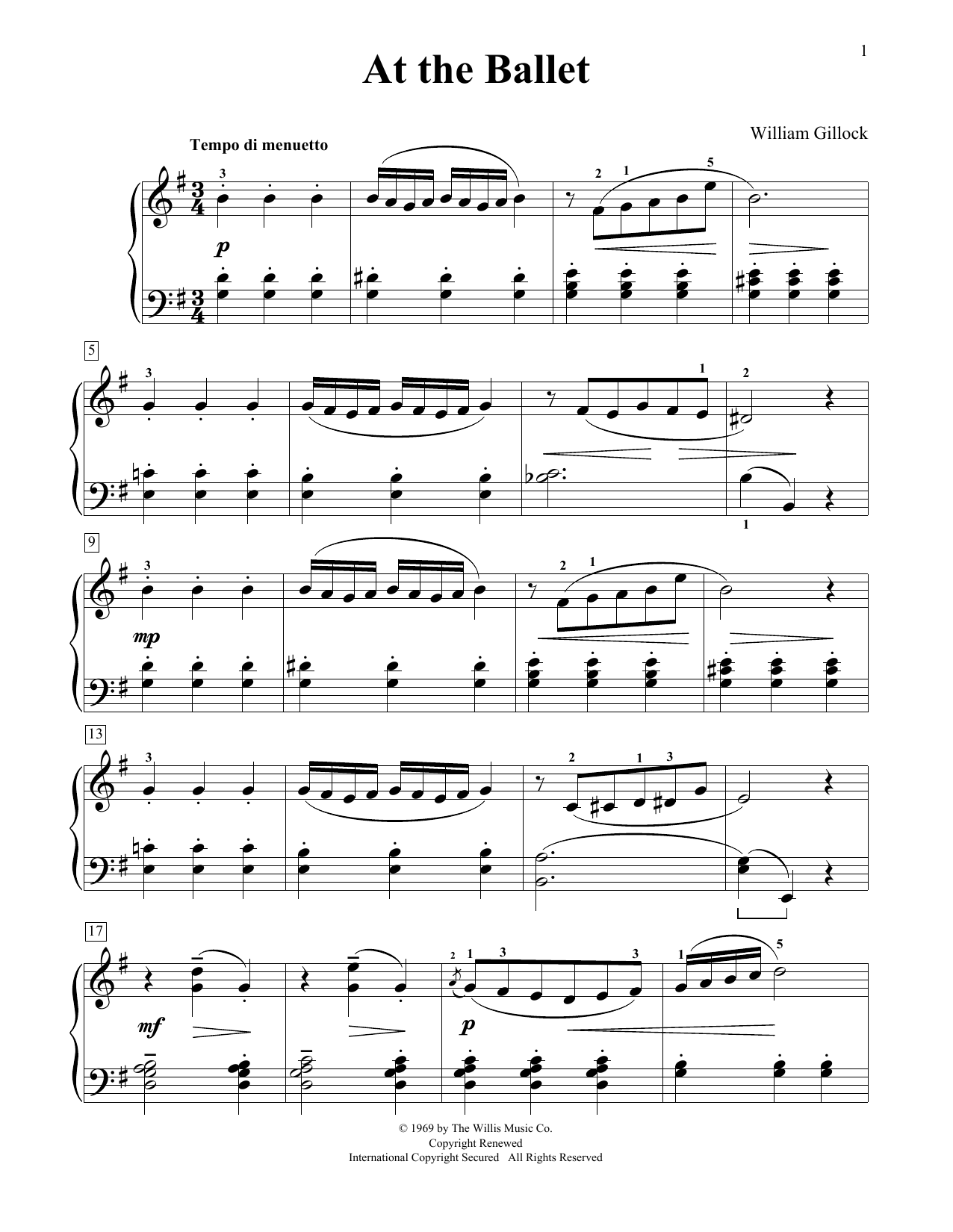 William Gillock At The Ballet sheet music notes and chords. Download Printable PDF.