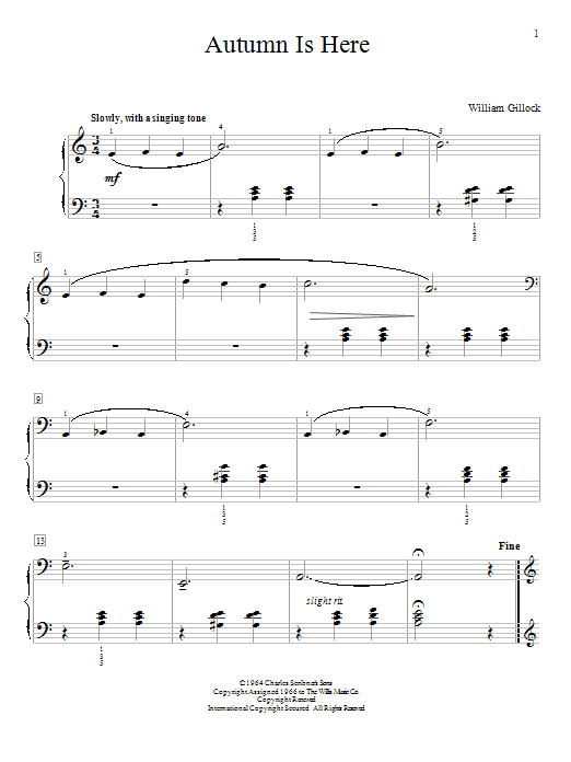 Learn to play William Gillock Autumn Is Here sheet music for Educational Piano in minutes. William Gillock Autumn Is Here sheet music notes and chords. Download Printable PDF.