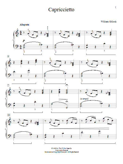 William Gillock Capriccietto sheet music notes and chords. Download Printable PDF.