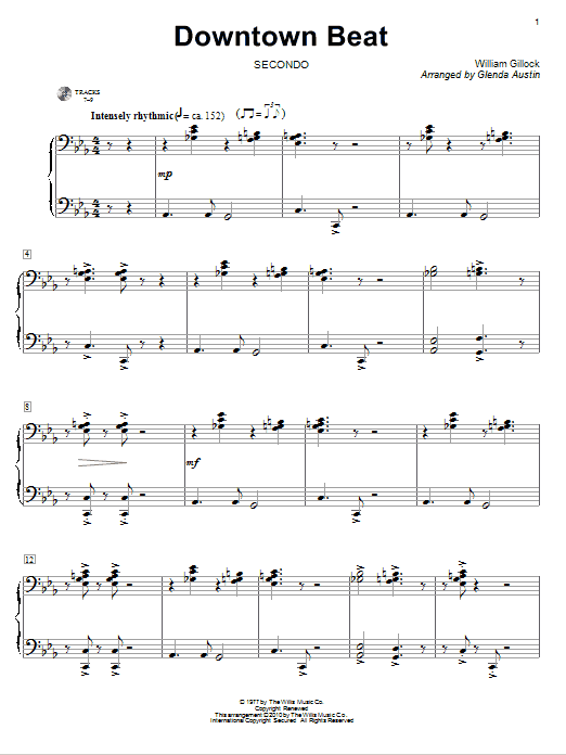 William Gillock Downtown Beat sheet music notes and chords. Download Printable PDF.