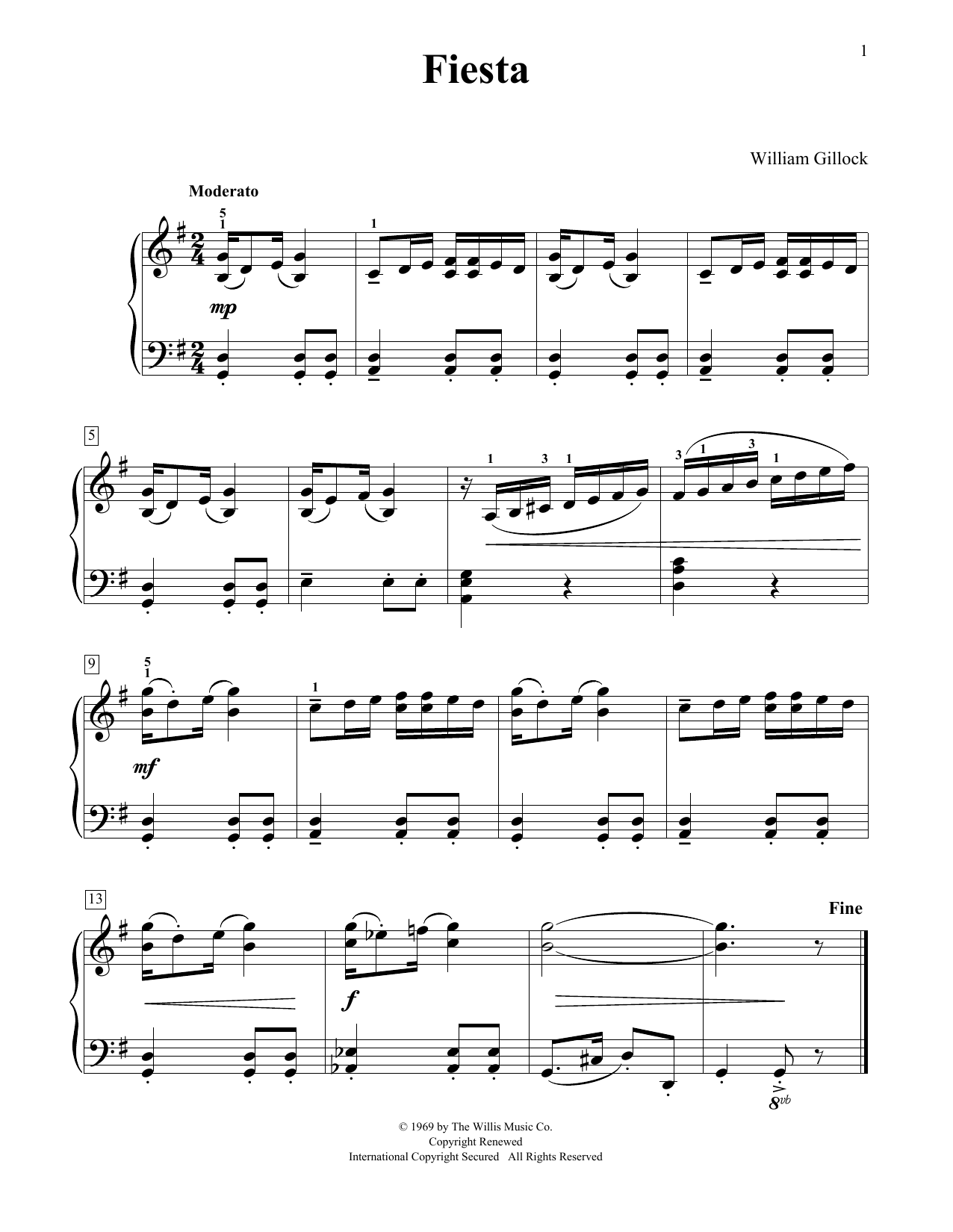 William Gillock Fiesta sheet music notes and chords. Download Printable PDF.