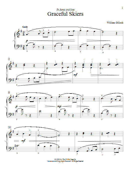 William Gillock Graceful Skiers sheet music notes and chords. Download Printable PDF.