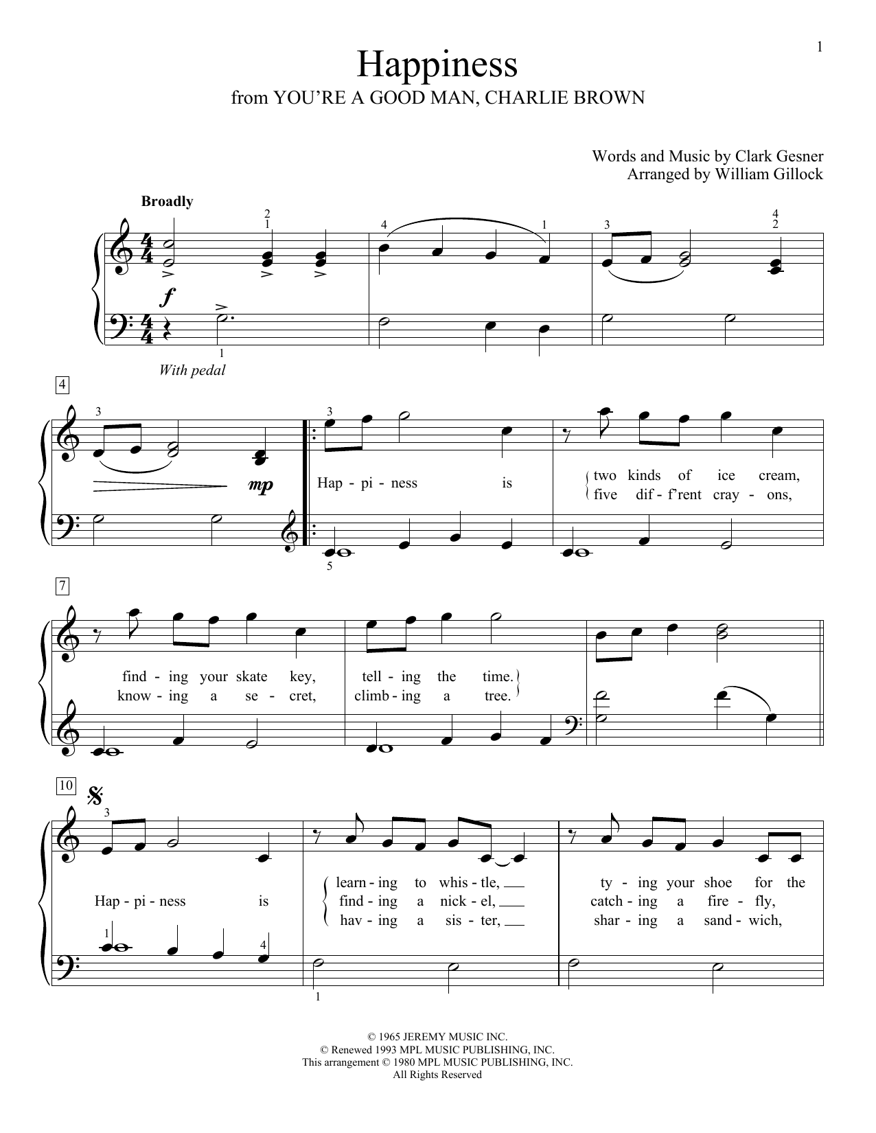 William Gillock Happiness sheet music notes and chords. Download Printable PDF.