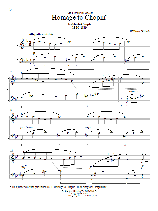 William Gillock Homage To Chopin sheet music notes and chords. Download Printable PDF.