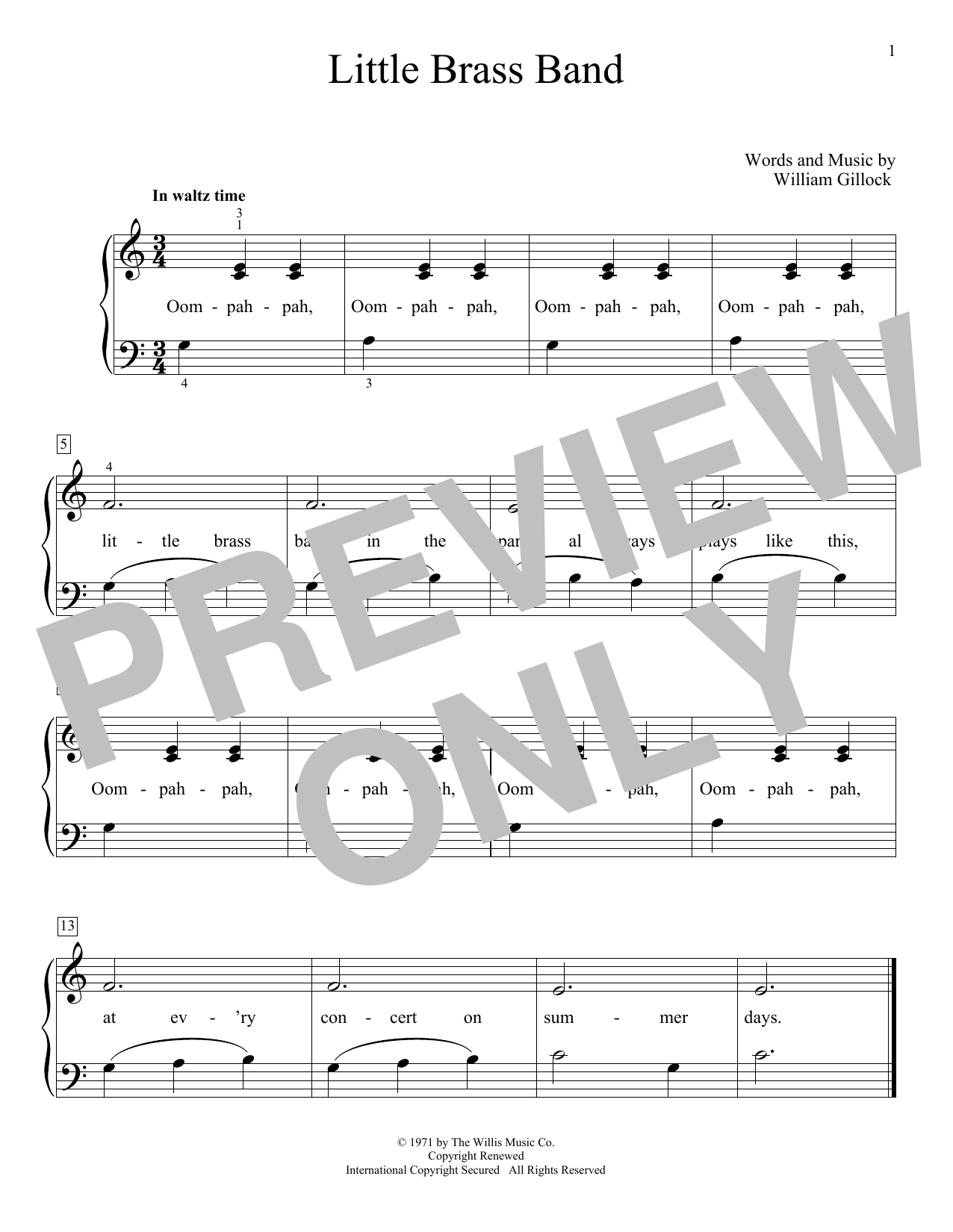 William Gillock Little Brass Band sheet music notes and chords. Download Printable PDF.