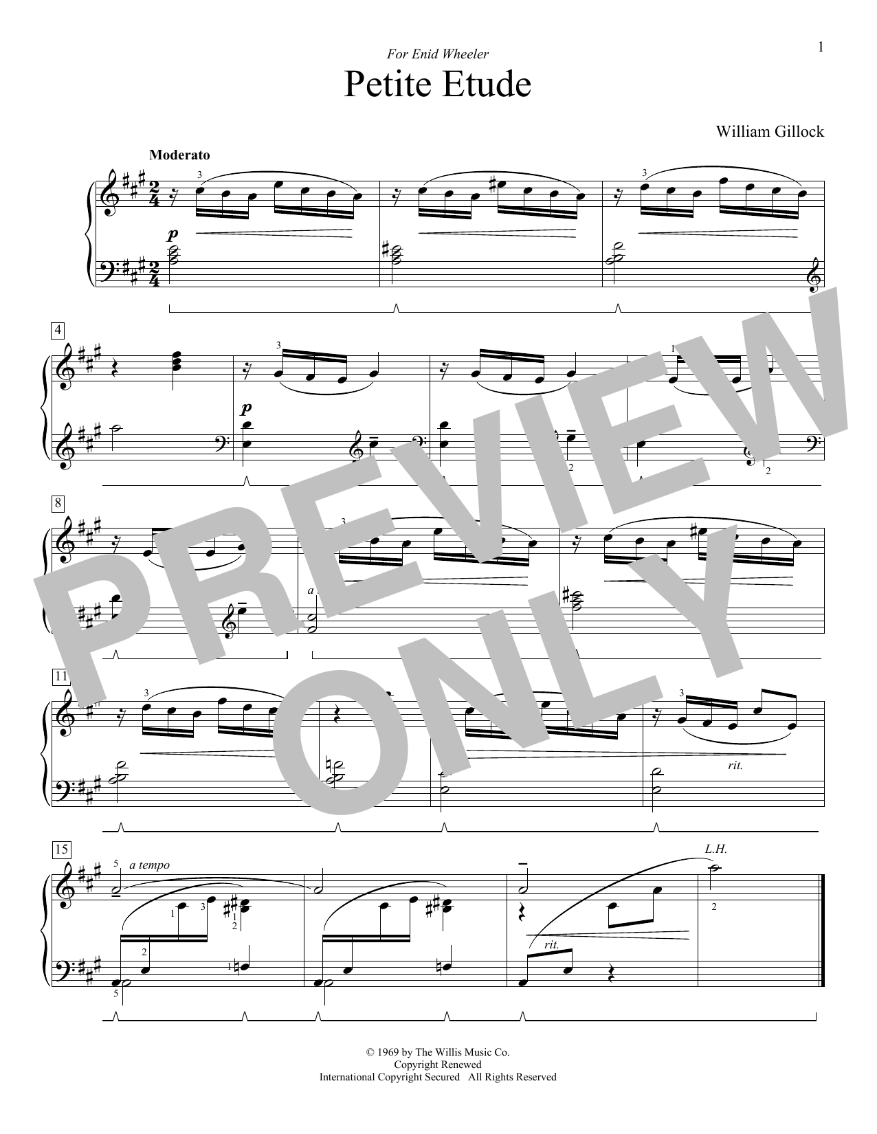 William Gillock Petite Etude sheet music notes and chords. Download Printable PDF.