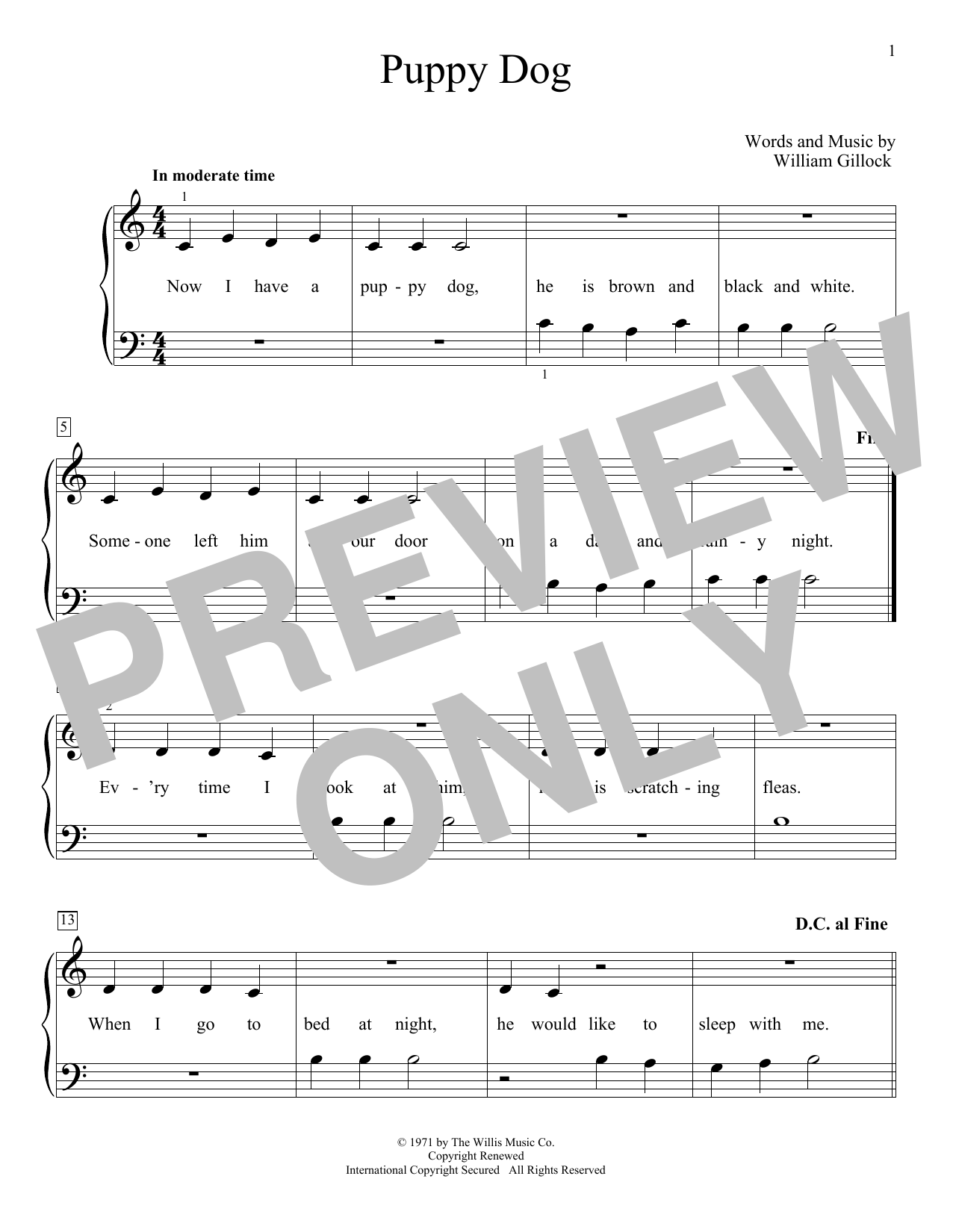 William Gillock Puppy Dog sheet music notes and chords. Download Printable PDF.