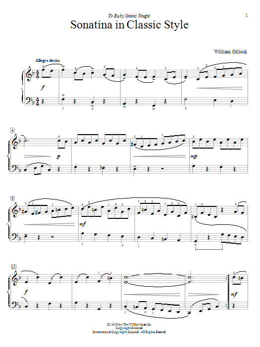 Learn to play William Gillock Sonatina In Classic Style sheet music for Educational Piano in minutes. William Gillock Sonatina In Classic Style sheet music notes and chords. Download Printable PDF.