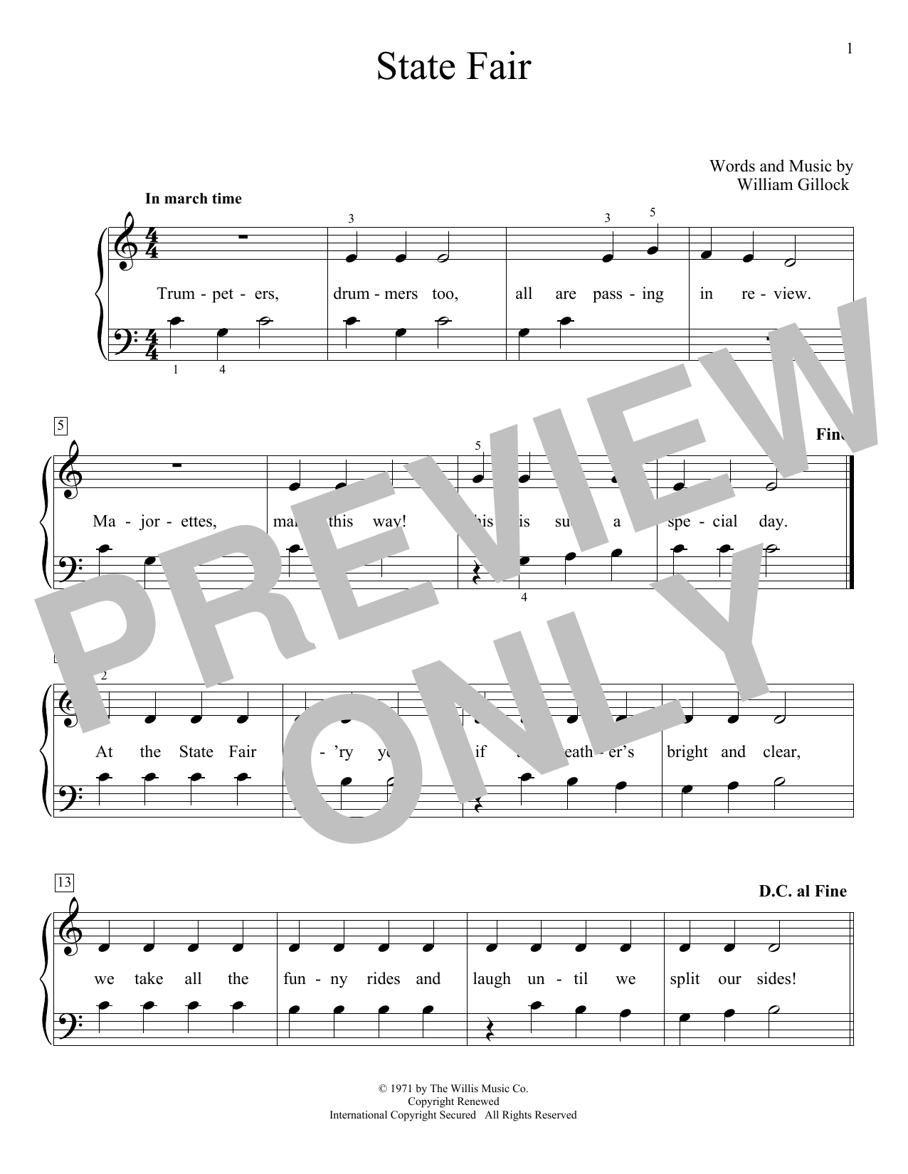 William Gillock State Fair sheet music notes and chords. Download Printable PDF.