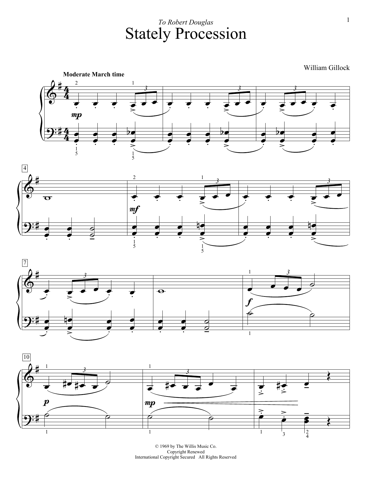 William Gillock Stately Procession sheet music notes and chords. Download Printable PDF.