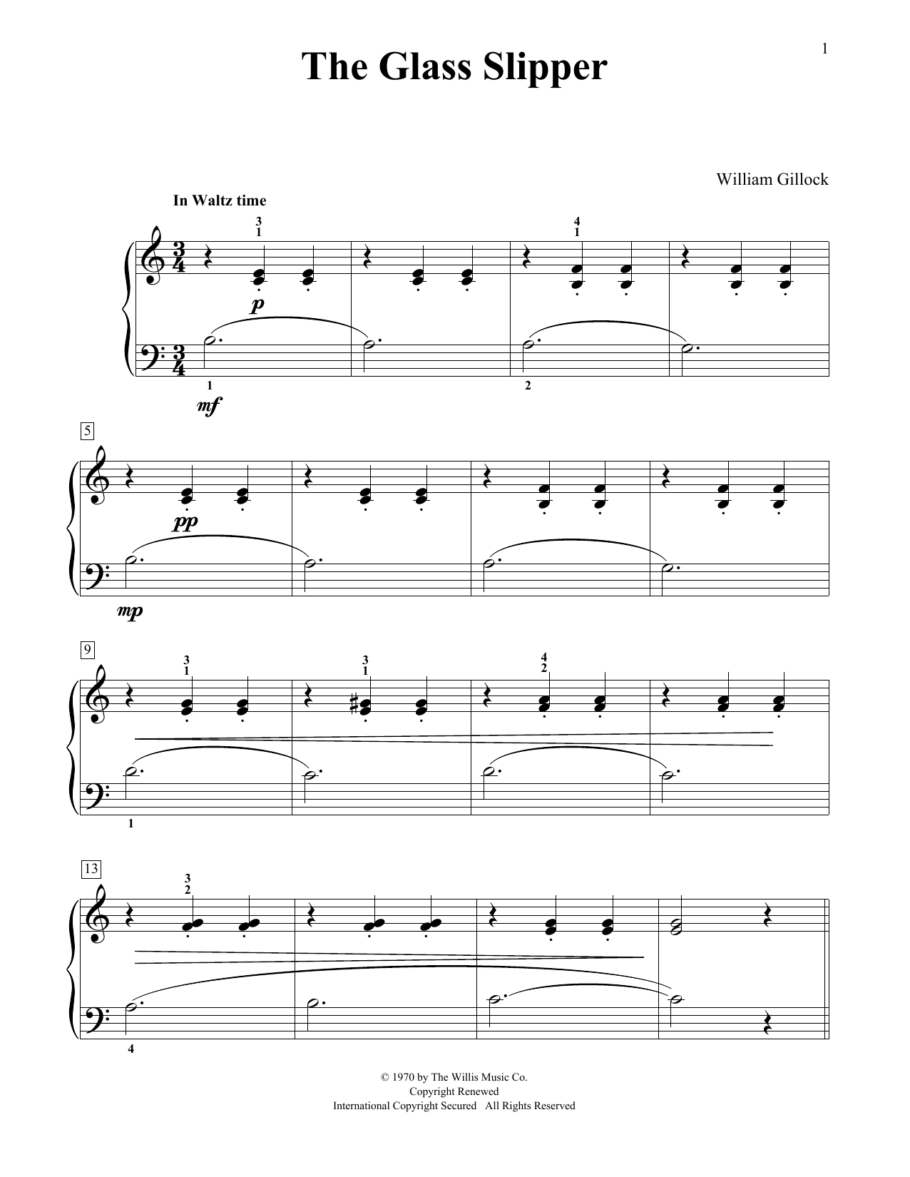 William Gillock The Glass Slipper sheet music notes and chords. Download Printable PDF.