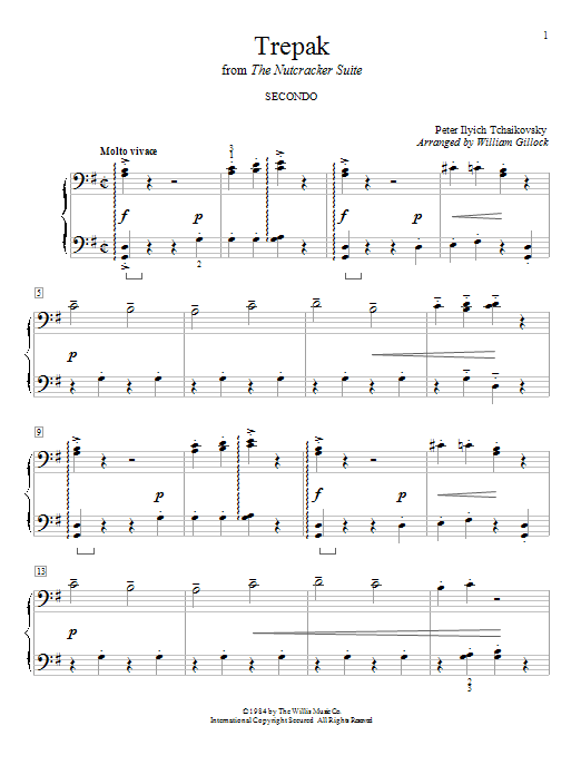 William Gillock Trepak sheet music notes and chords. Download Printable PDF.