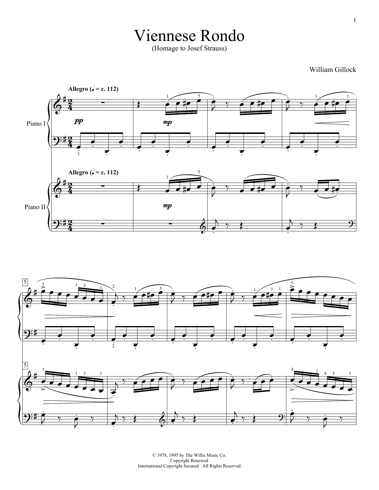 William Gillock Viennese Rondo sheet music notes and chords. Download Printable PDF.