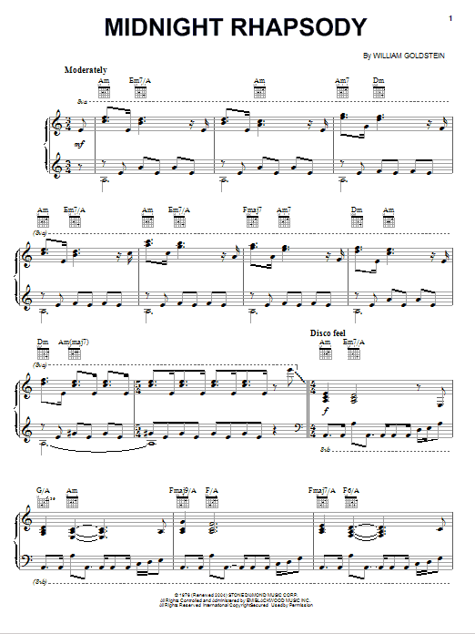 William Goldstein Midnight Rhapsody sheet music notes and chords. Download Printable PDF.