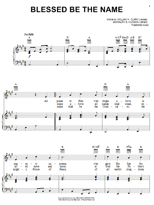 Learn to play William H. Clark Blessed Be The Name sheet music for Guitar Chords/Lyrics in minutes. William H. Clark Blessed Be The Name sheet music notes and chords. Download Printable PDF.
