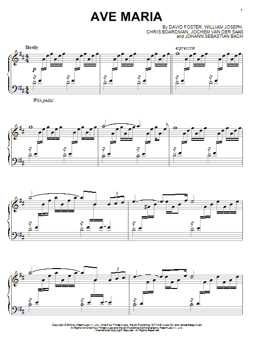 William Joseph Ave Maria sheet music notes and chords. Download Printable PDF.