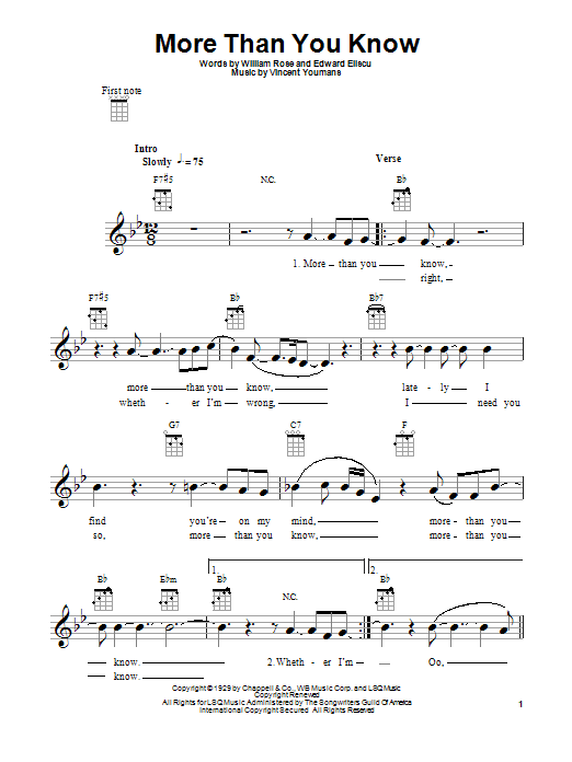 William Rose More Than You Know sheet music notes and chords. Download Printable PDF.