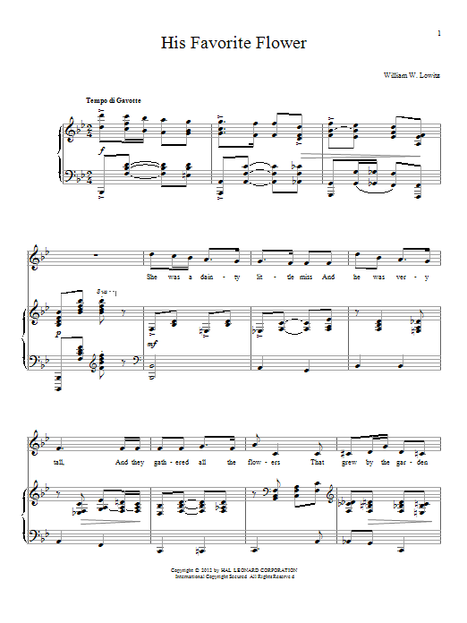Learn to play William W. Lowitz His Favorite Flower sheet music for Piano & Vocal in minutes. William W. Lowitz His Favorite Flower sheet music notes and chords. Download Printable PDF.