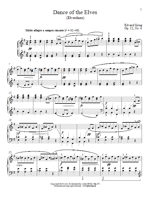 William Westney Dance Of The Elves (Elverdans), Op. 12, No. 4 sheet music notes and chords. Download Printable PDF.