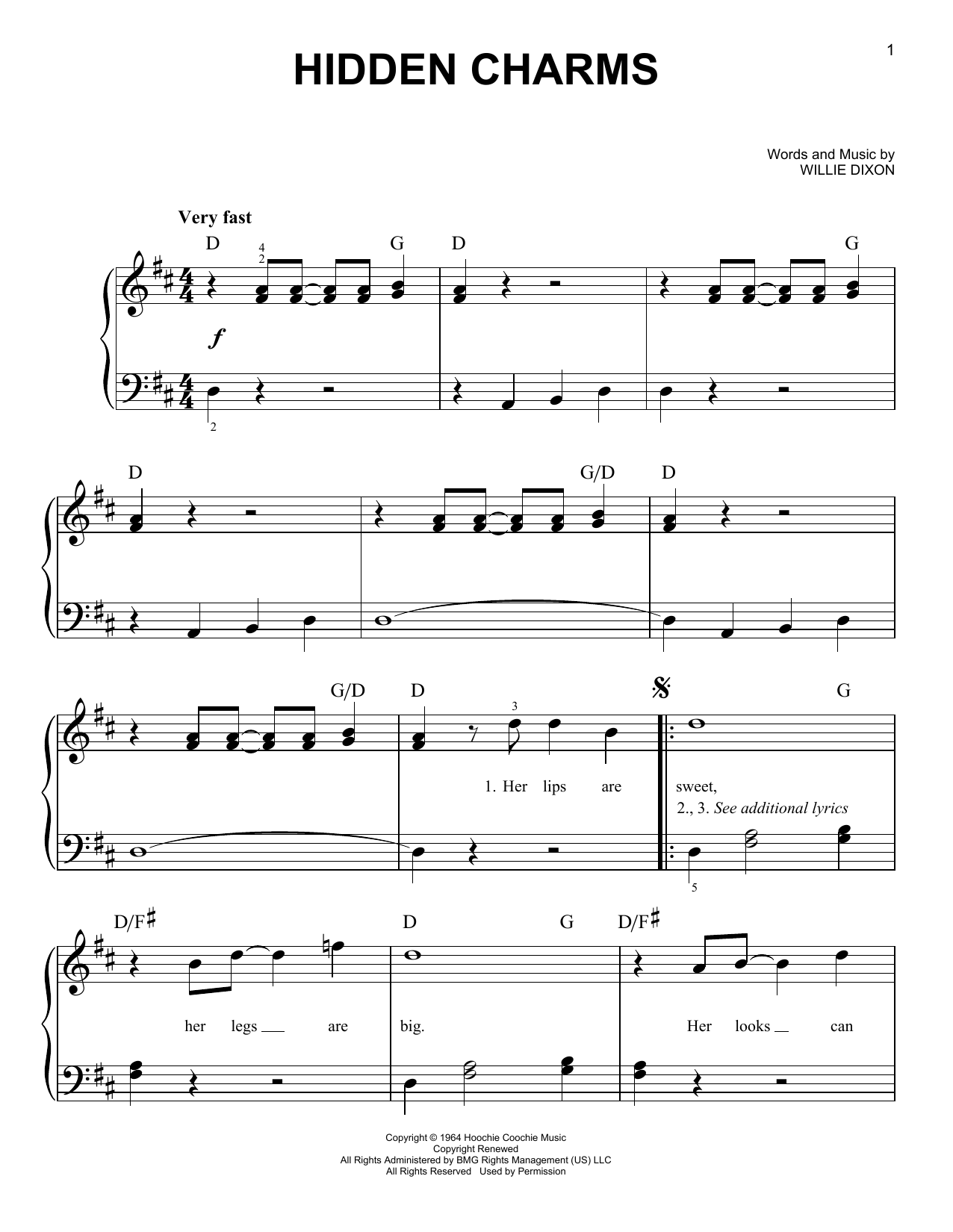 Willie Dixon Hidden Charms sheet music notes and chords. Download Printable PDF.