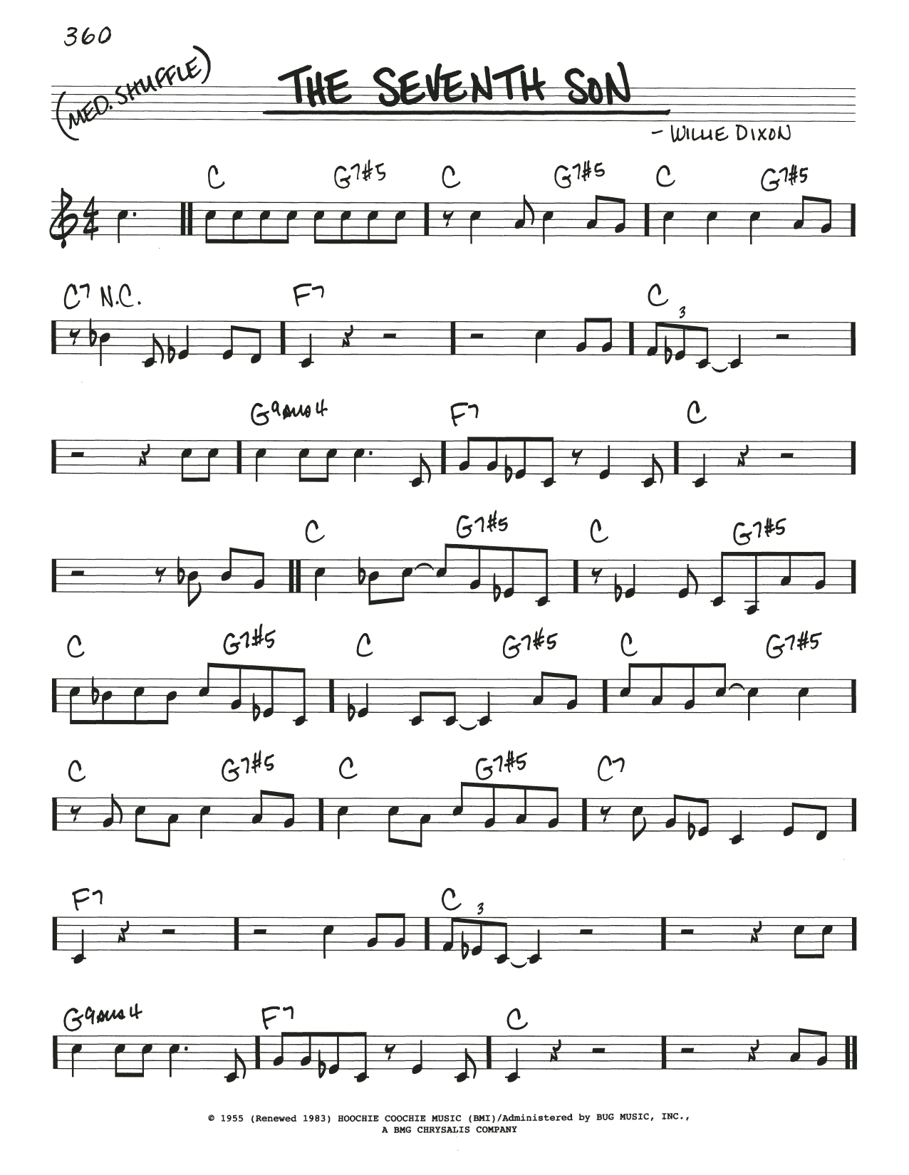 Willie Dixon The Seventh Son sheet music notes and chords. Download Printable PDF.