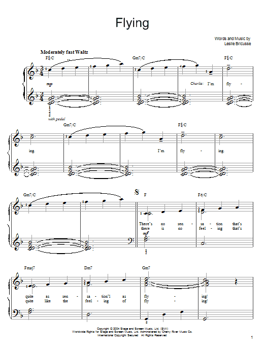 Willy Wonka Flying sheet music notes and chords. Download Printable PDF.