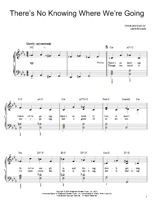 Willy Wonka There's No Knowing Where We're Going sheet music notes and chords. Download Printable PDF.