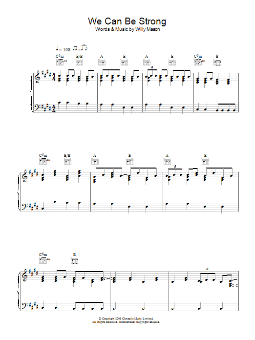 Learn to play Willy Mason We Can Be Strong sheet music for Guitar Chords/Lyrics in minutes. Willy Mason We Can Be Strong sheet music notes and chords. Download Printable PDF.