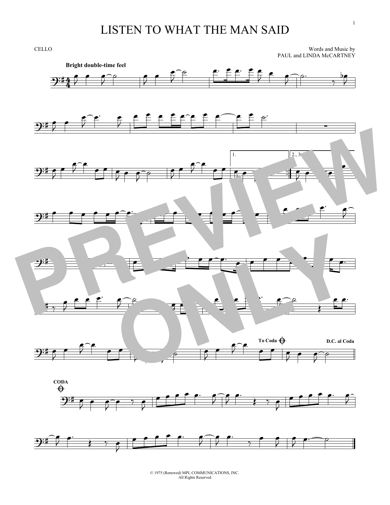 Learn to play Wings Listen To What The Man Said sheet music for Baritone Ukulele in minutes. Price: 5.9900$ Wings Listen To What The Man Said sheet music notes and chords arranged for Baritone Ukulele