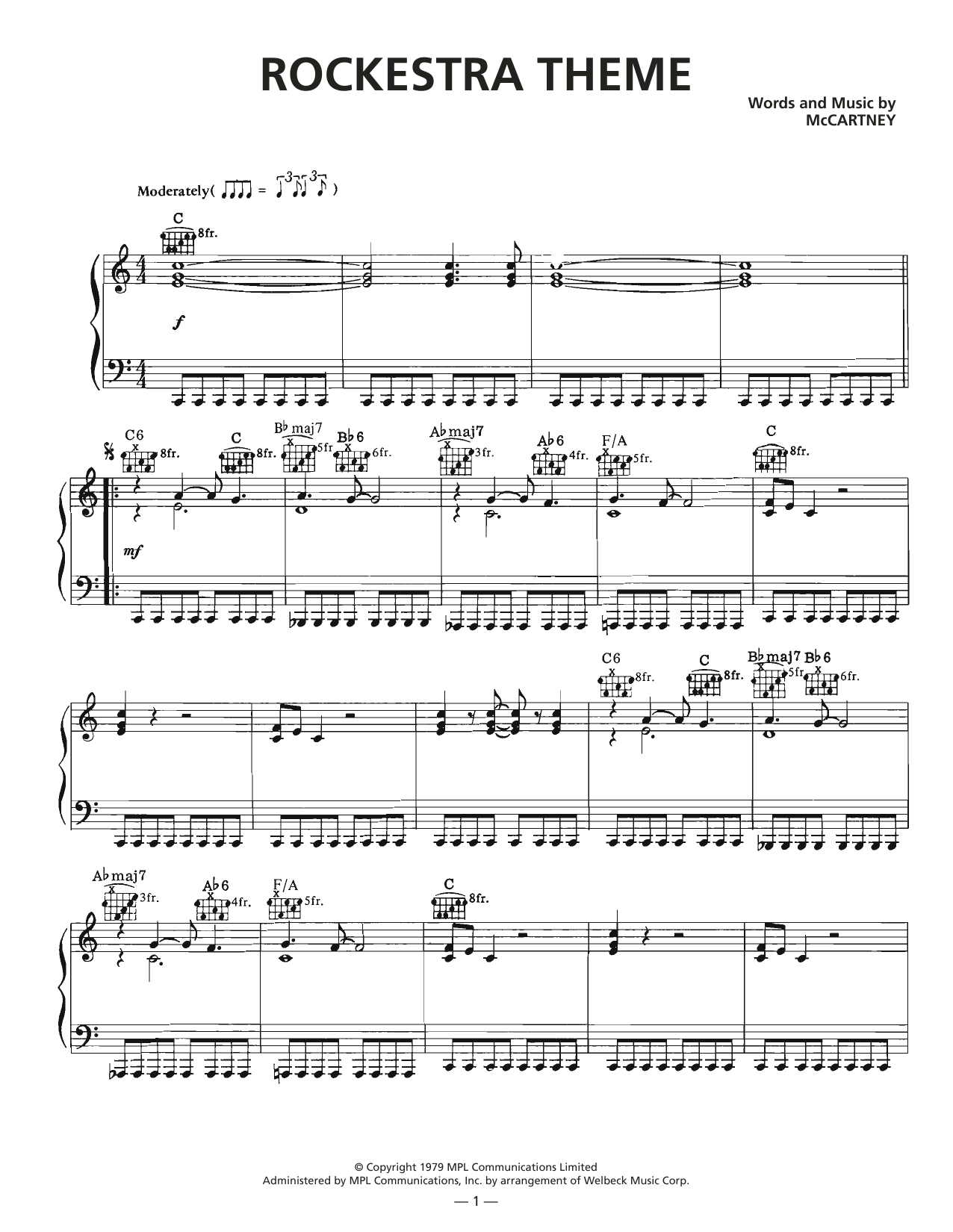 Wings Rockestra Theme sheet music notes and chords. Download Printable PDF.