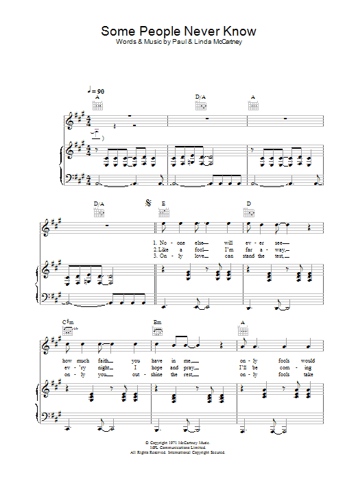 Paul McCartney & Wings Some People Never Know sheet music notes and chords. Download Printable PDF.