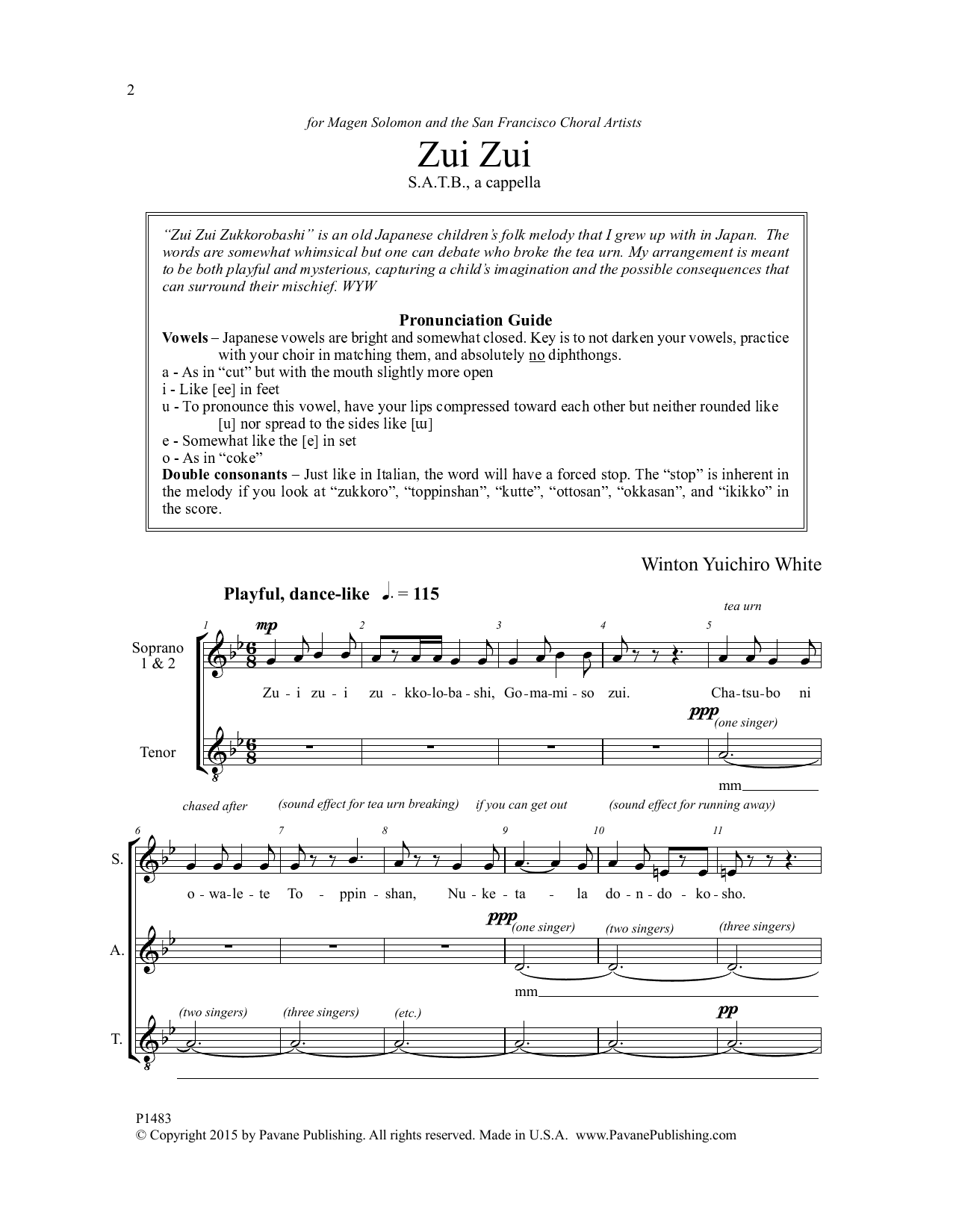 Winton Yuichiro White Zui Zui sheet music notes and chords. Download Printable PDF.