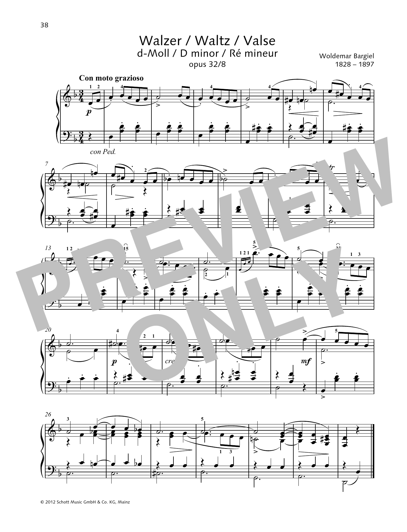 Learn to play Woldemar Bargiel Waltz D minor sheet music for Piano Solo in minutes. Price: 6.9900$ Woldemar Bargiel Waltz D minor sheet music notes and chords arranged for Piano Solo