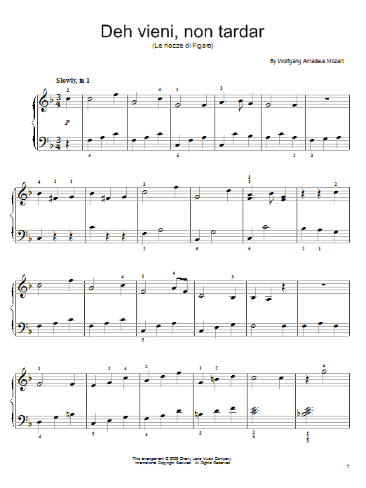 Wolfgang Amadeus Mozart Deh Vieni, Non Tardar (from Le Nozze di Figaro) sheet music notes and chords. Download Printable PDF.