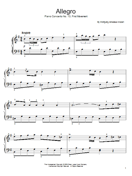 Wolfgang Amadeus Mozart Piano Concerto No.13 (1st Movement) sheet music notes and chords. Download Printable PDF.