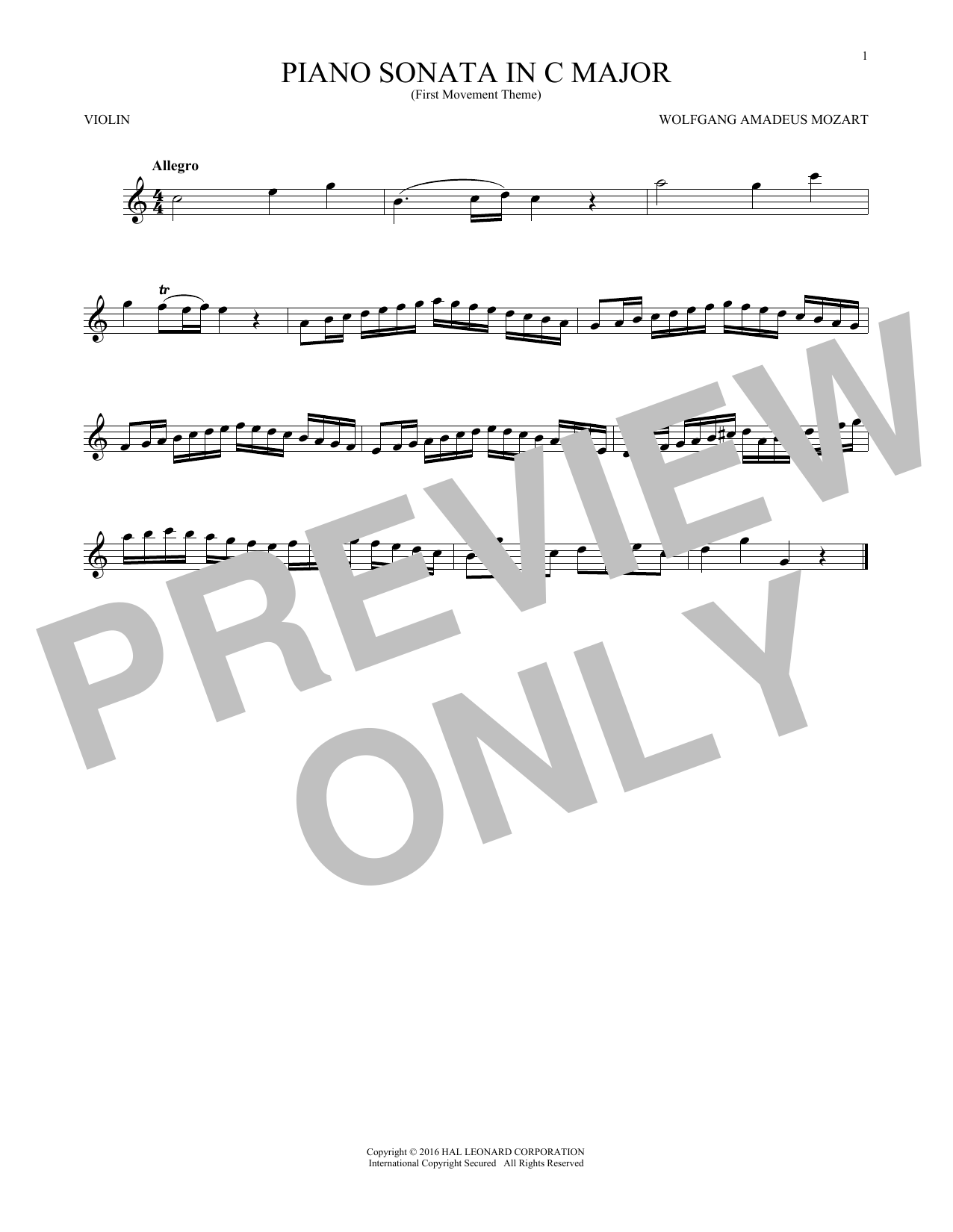 Wolfgang Amadeus Mozart Piano Sonata In C Major sheet music notes and chords. Download Printable PDF.