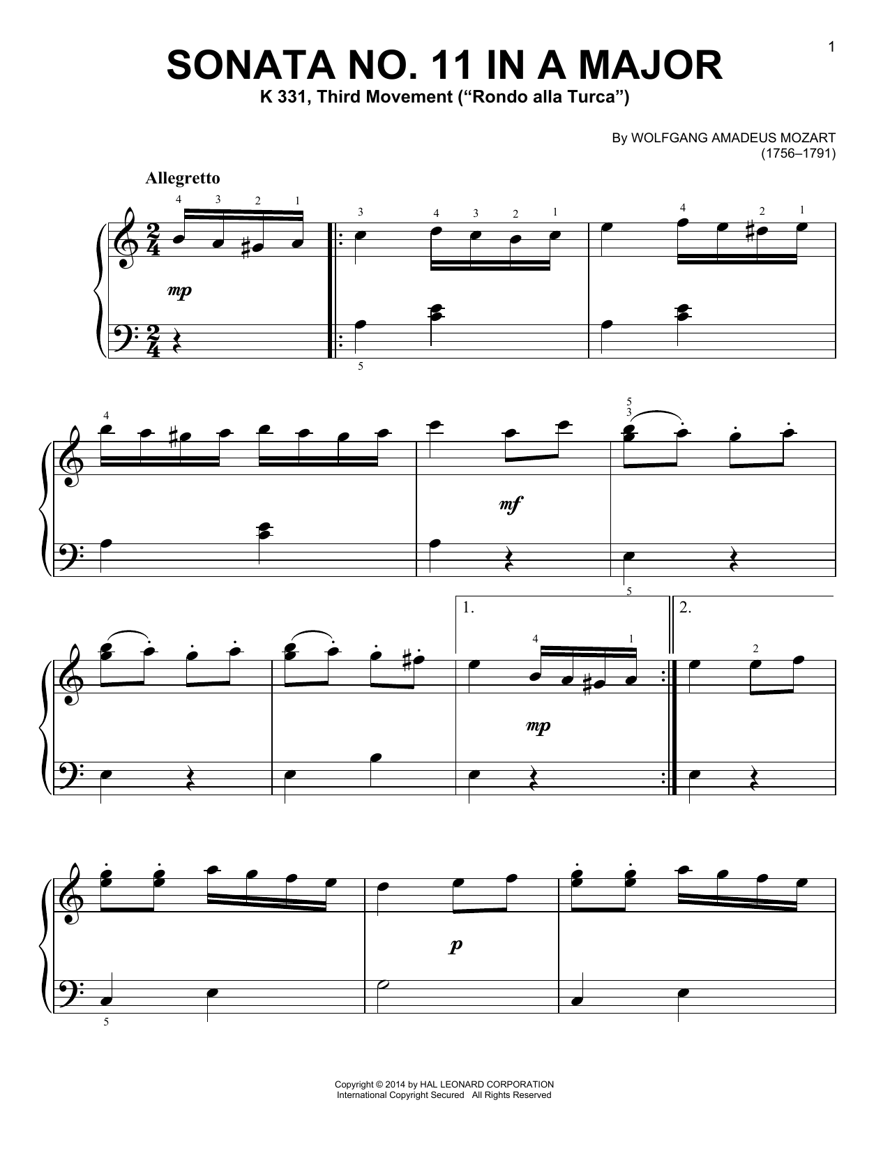 Piano Music Sheets Mozart Instant DIGITAL MUSIC DOWNLOAD Beginner