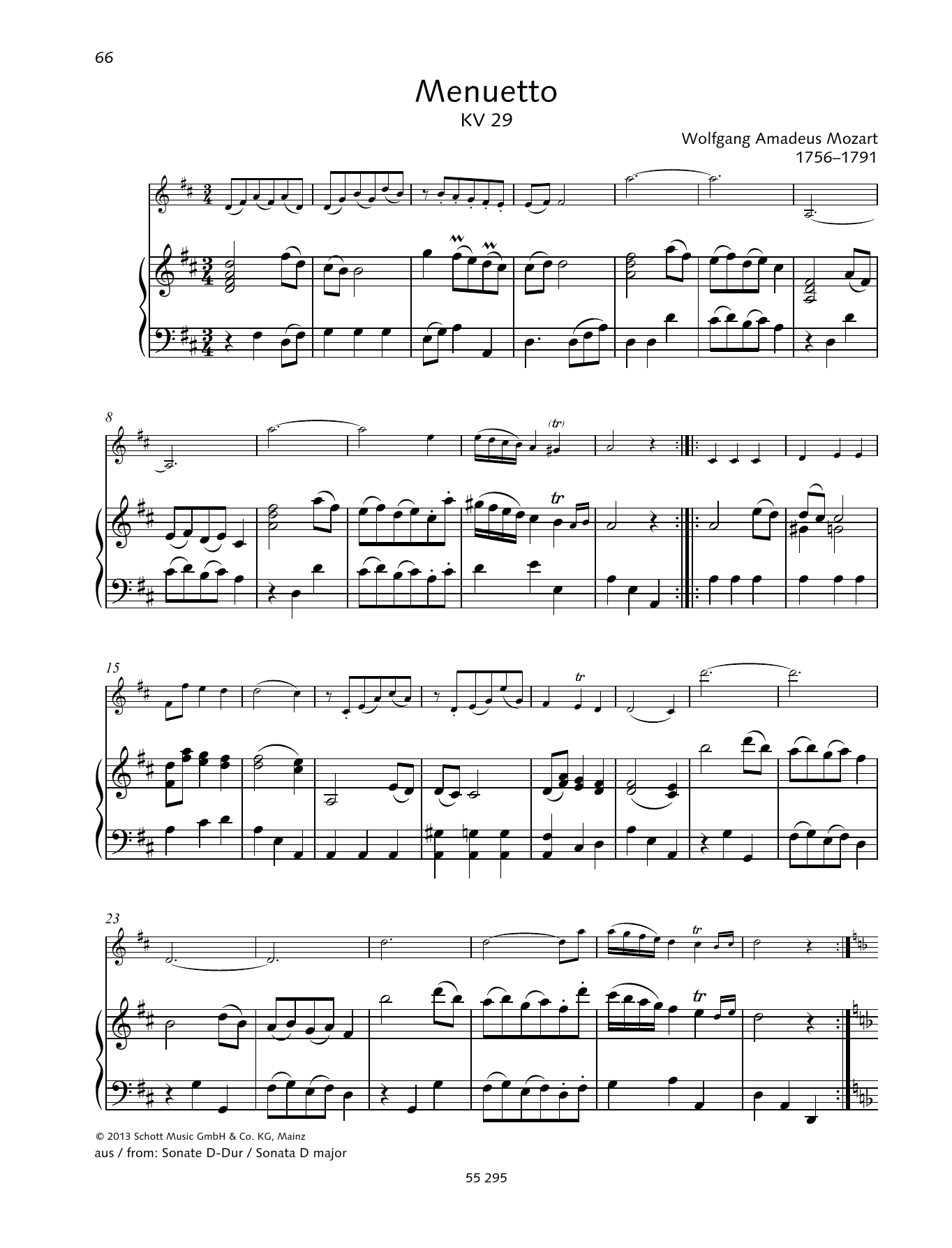 Wolfgang Amadeus Mozart Menuetto sheet music notes and chords. Download Printable PDF.