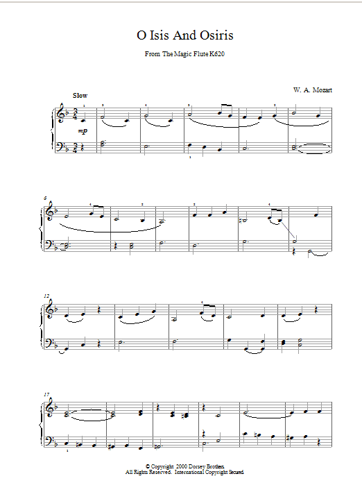 Wolfgang Amadeus Mozart O Isis And Osiris From The Magic Flute K620 sheet music notes and chords. Download Printable PDF.