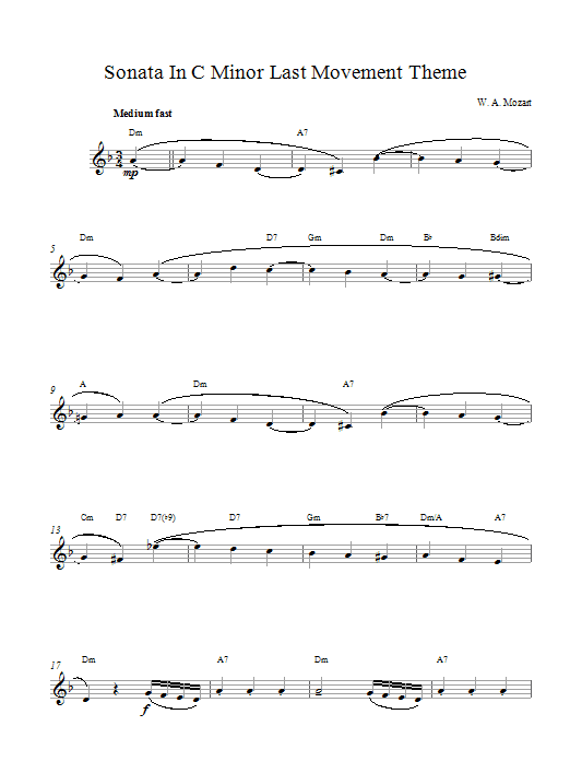 Wolfgang Amadeus Mozart Sonata In C Minor sheet music notes and chords. Download Printable PDF.