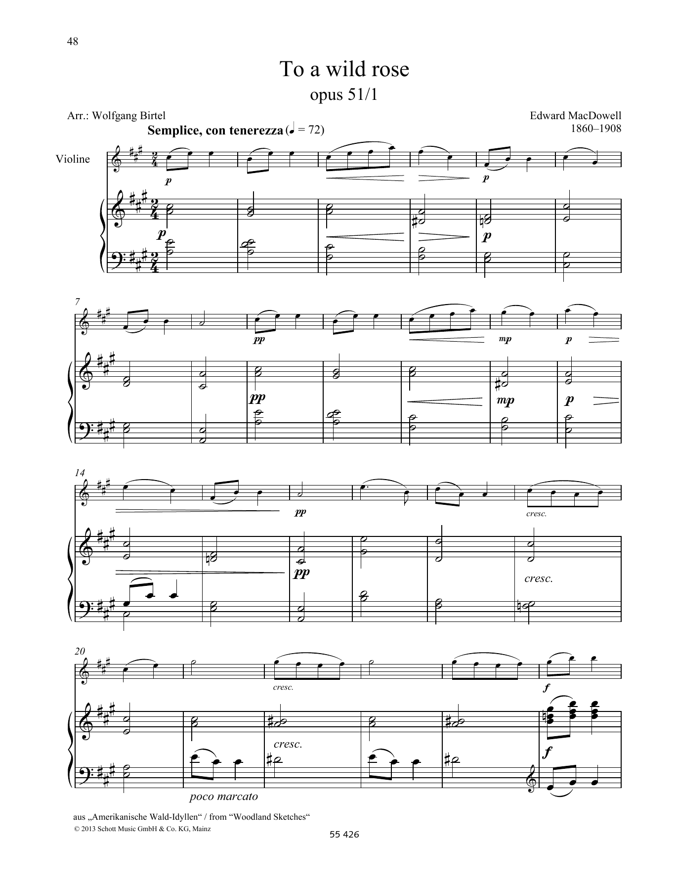 Learn to play Wolfgang Birtel To a Wild Rose sheet music for String Solo in minutes. Price: 4.4900$ Wolfgang Birtel To a Wild Rose sheet music notes and chords arranged for String Solo