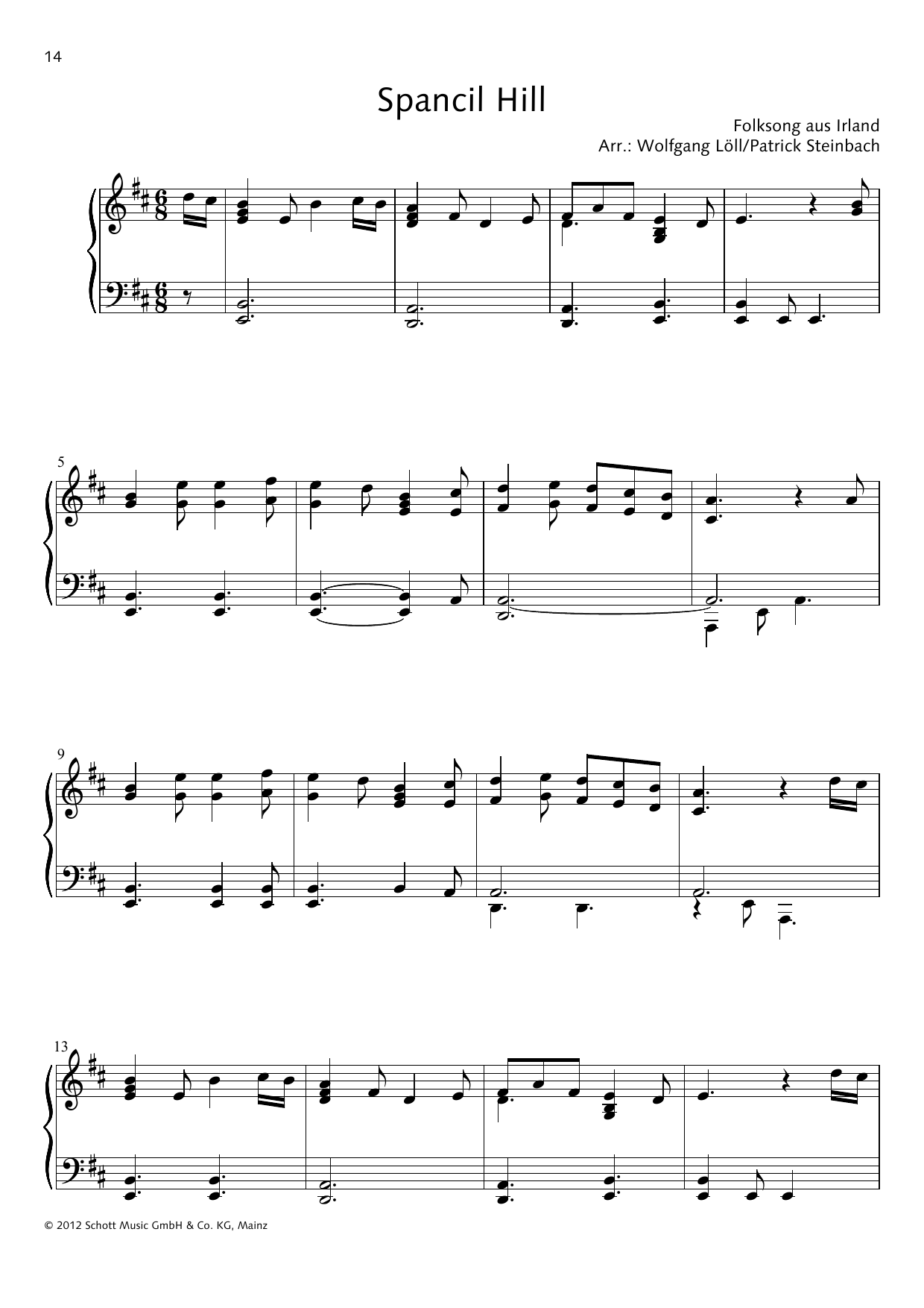 Wolfgang Löll Spancil Hill sheet music notes and chords. Download Printable PDF.