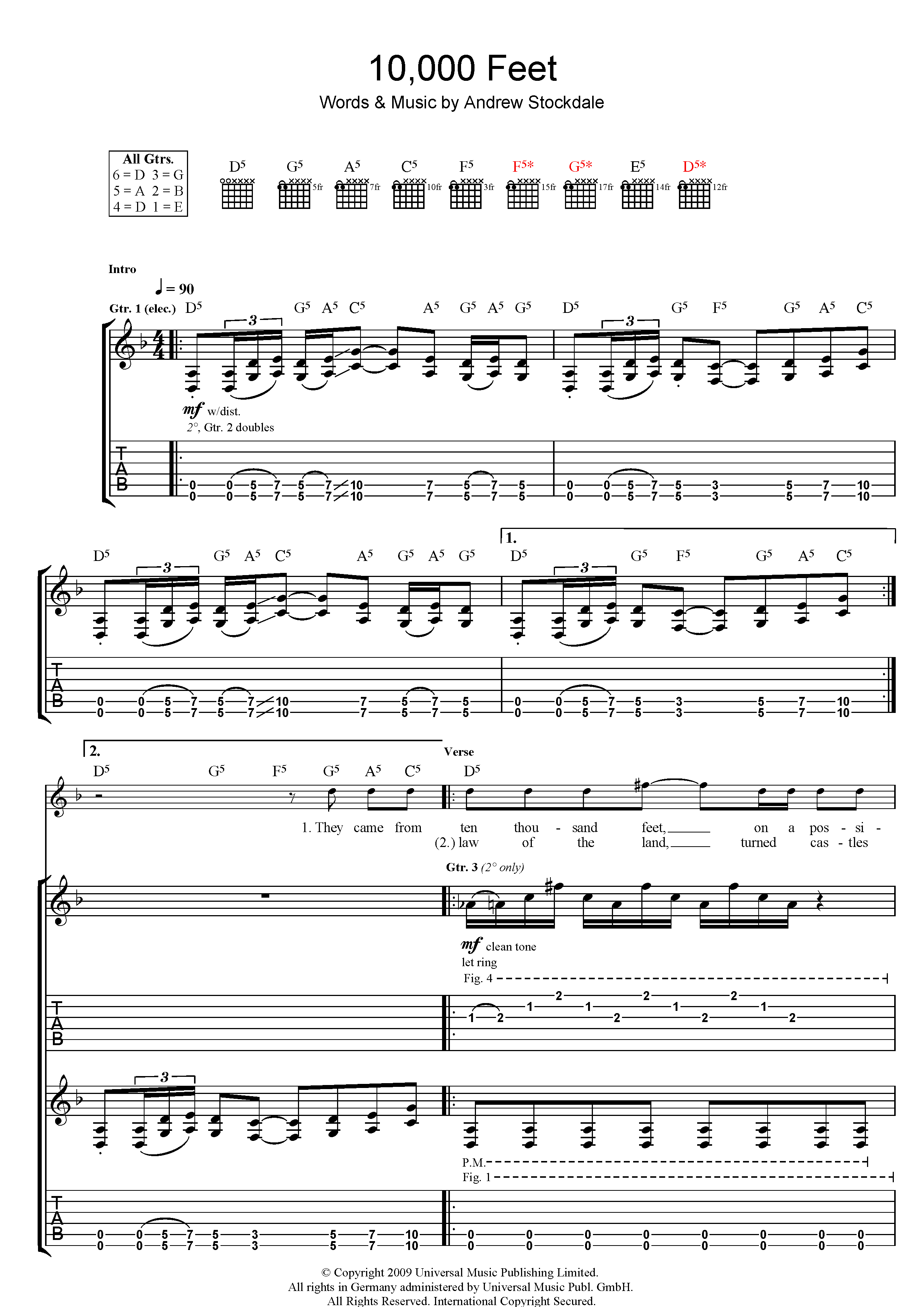 Wolfmother 10,000 Feet sheet music notes and chords. Download Printable PDF.