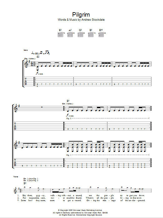 Wolfmother Pilgrim sheet music notes and chords. Download Printable PDF.