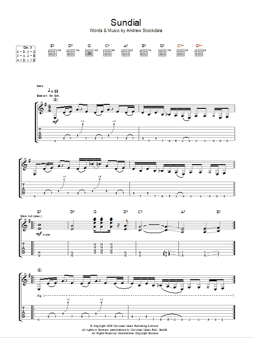 Wolfmother Sundial sheet music notes and chords. Download Printable PDF.