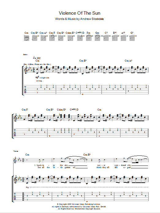 Wolfmother Violence Of The Sun sheet music notes and chords. Download Printable PDF.