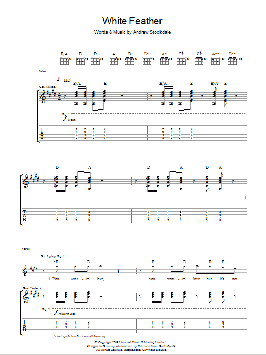 Wolfmother White Feather sheet music notes and chords. Download Printable PDF.