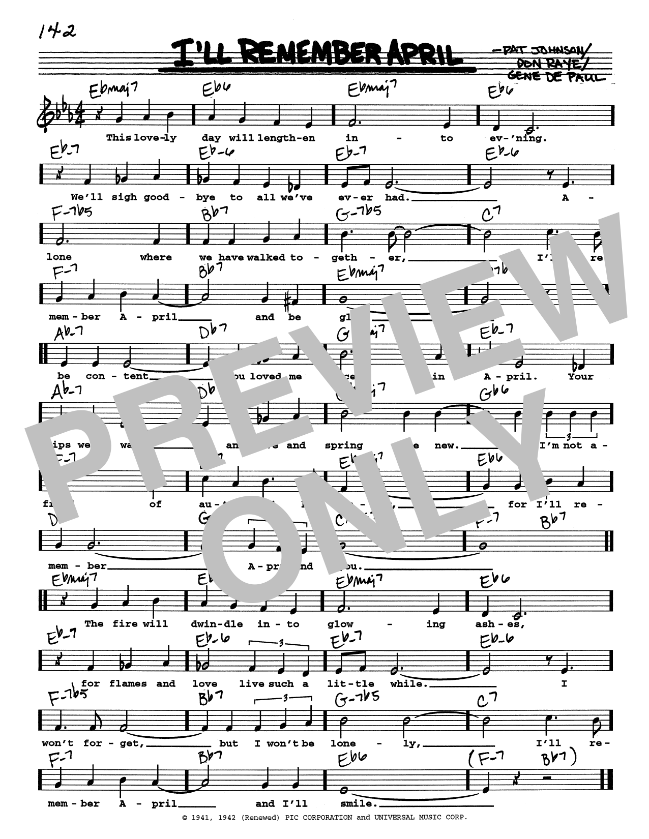 Woody Herman & His Orchestra I'll Remember April (Low Voice) sheet music notes and chords. Download Printable PDF.